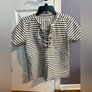 Madewell Striped Lace Up Top